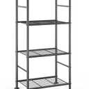 Sakugi Storage Shelves - 4 Tier Shelf Organizer, Sturdy Metal Garage Shelving with Adjustable Leveling Feet, Space-Saving Shelves Organizer for Pantry, Laundry, Kitchen (18" x 12" x 44", Black)