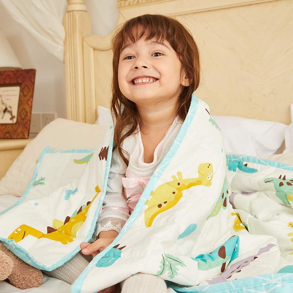 Weighted Idea Weighted Blanket Kids 10 lbs 41''x60'' (100% Cotton, Dinosaur) with Premium Glass Beads