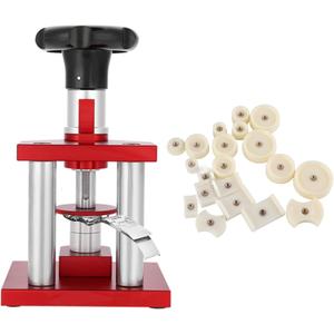 Watch Press Tool, Screw Type Back Case Closer with 20 Dies for 18mm to 50mm Crystal Bezel & Snap Off Covers, Professional Watchmaker Repair Kit Closing Bench Mountable Machine DIY and Shops