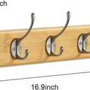Wall Mount Bamboo Coat Rack, 17 Inch 5 Double Hooks, Natural