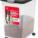 IRIS USA Dog Food Storage Container, Up to 54 lbs, Black, Made in USA | Wheels for Mobility, Airtight Seal, BPA-Free, Best for Bird Seed, Cat food, Cat Litter, Chicken Feed, Pellets, Flour, Rice
