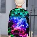 Boys Size 14 Shirts Teen, Little kid Neon Graphic Tees Fashion Colourful Clothes Smoke 3D Print T-Shirt Girls Long Sleeve Shirts 13-14 Kids Fall Home Wear Hip Hop Purple Tops
