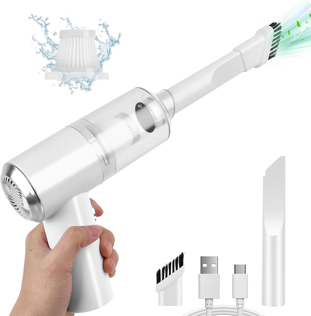 Auloea Mini Car Vacuum Cleaner(4500 pa) Portable Cordless Rechargeable, Tiny Handheld Vacuum, Computer Hand Vacuum for Keyboard and Laptop, Mini Hand Held Vac for Car and Home /V01/White