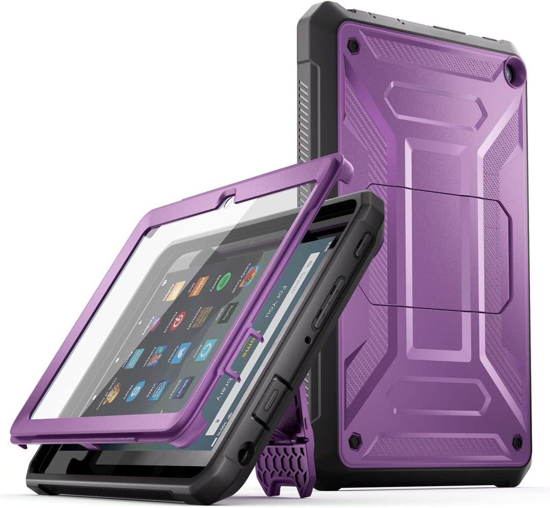DJ&RPQ All-New 8 & 8 Plus Tablet (12th Generation, 2024 Release) 8,Incompatible iPad Samsung Full Body Rugged Hands-Free Viewing Stand Back Cover with Screen Protector-Purple (TG5BZ-Purple)