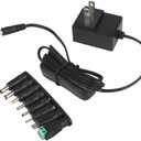 12V 0.5A 500mA Switching Power Supply Adapter with UL 1310 Listed, Input AC 100~240V, Output DC 12 Volt 0.5 Amp 5.5 x 2.1mm for CCTV Surveillance System LED Strip Light with 8 Interchangeable Jacks