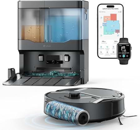 Lefant LiDAR Robot Vacuum and Mop, 20000Pa Suction, 90-Day Self-Emptying, Obstacle Avoidance, Auto Mop Washing&Drying, All-in-One for Pet Hair Carpet, 5G WiFi Alexa/APP/iWatch Control, M3 Max