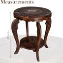 SideTable in Solid Wood With Hand Carving,End Table, 4Leg Table 18x22 Burnt