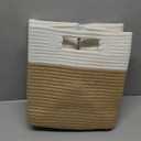 UBBCARE Set of 4 Storage Basket-13 X 13 X 13 in, Cotton Rope Basket for Shelves, Toys, Book, Cube Storage Bins with Handles, Woven Storage Basket for Organizing, White & Jute