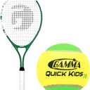 Gamma Quick Kids 25" Inch Junior Tennis Racquet Set or Kit Bundled with a Bucket of 48 Kids Bright Green/Dark Green Felt Training Transition Balls