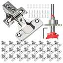 BESTEEL 24 Pack 1/2 inch Overlay Soft Close Cabinet Door Hinges for Kitchen Cabinet Hinges, 100 Degree Opening Angel, Stainless Concealed Kitchen Cabinets Hinge Self Closing with Drilling Tool &Manual