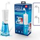 Ontel Miracle Smile Water Flosser for Teeth&Gum Health, Unique H-Shaped Flossing Head&4 Water Jets, Cordless Water Flosser Features 360° Cleaning&3 Pressure Modes, USB Rechargeable Dental Floss, White