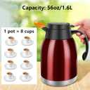 54oz Thermal Coffee Carafe, Stainless Steel Insulated Thermal, Double Wall Vacuum Flask, Small Coffee Carafe for Keeping Hot or Cold Drinks, Coffee, Tea (Bright Red)