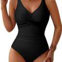 Pink Queen Womens One Piece Swimsuits Tummy Control Bathing Suit Modest Twist Front Swimwear Cruise Vacations Black L  