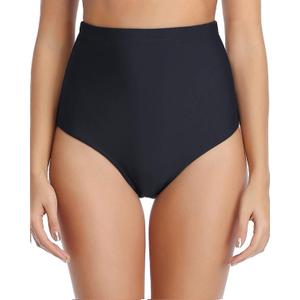 Tempt Me Women Retro High Waisted Bikini Bottoms Tummy Control Swimsuit Bottoms (Black), M