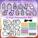 36 Sets Christmas Nativity Window Art Suncatcher Kits, Diamond Art Ornament Kits with Ropes, Gem Suncatcher Fun Gemstone Sun Catcher, Diamond Crafts Gift
