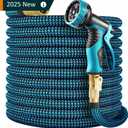 50 FT Expandable Garden Hose, 2025 New No Kink Water Hose 50ft, 10 Pattern Nozzle, Leakproof Solid Brass Fittings, Extra Strong Outer Fabric, Durable 3-Layer Latex Core, Ultra Lightweight, No Tangle