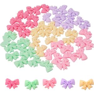 Honbay 50PCS Slime Charms Flatback Resin Charms Cute Bow Embellishments for Hair Clips, Photo Frames, Phone Cases, Jewelry Boxes, Stationery Boxes, Scrapbooking, DIY Crafts, etc