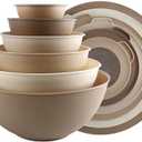 COOK WITH COLOR Mixing Bowls with TPR Lids - 12 Piece Plastic Nesting Bowls Set includes 6 Prep Bowls and 6 Lids, Microwave Safe (Brown)