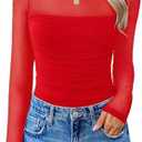 Avidlove Women Long Sleeve Bodysuit Turtle Neck Shapewear Body Suits Mesh One Piece Leotard Shirt Going Out Tops Fall Outfits, Small