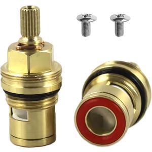 Faucet Valves, Brass Ceramic Stem Disc Cartridge Replacement Quarter Turn 1/2" for Bathroom Kitchen Tap (1 Pair Hot & Cold)