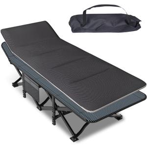 Camping Cot for Adults, Folding Bed with Comfortable Cushion, Tent Portable Sleeping Bed with Carry Bag for Camp Office Use Outdoor Cot Bed for Traveling Supports 450 lbs