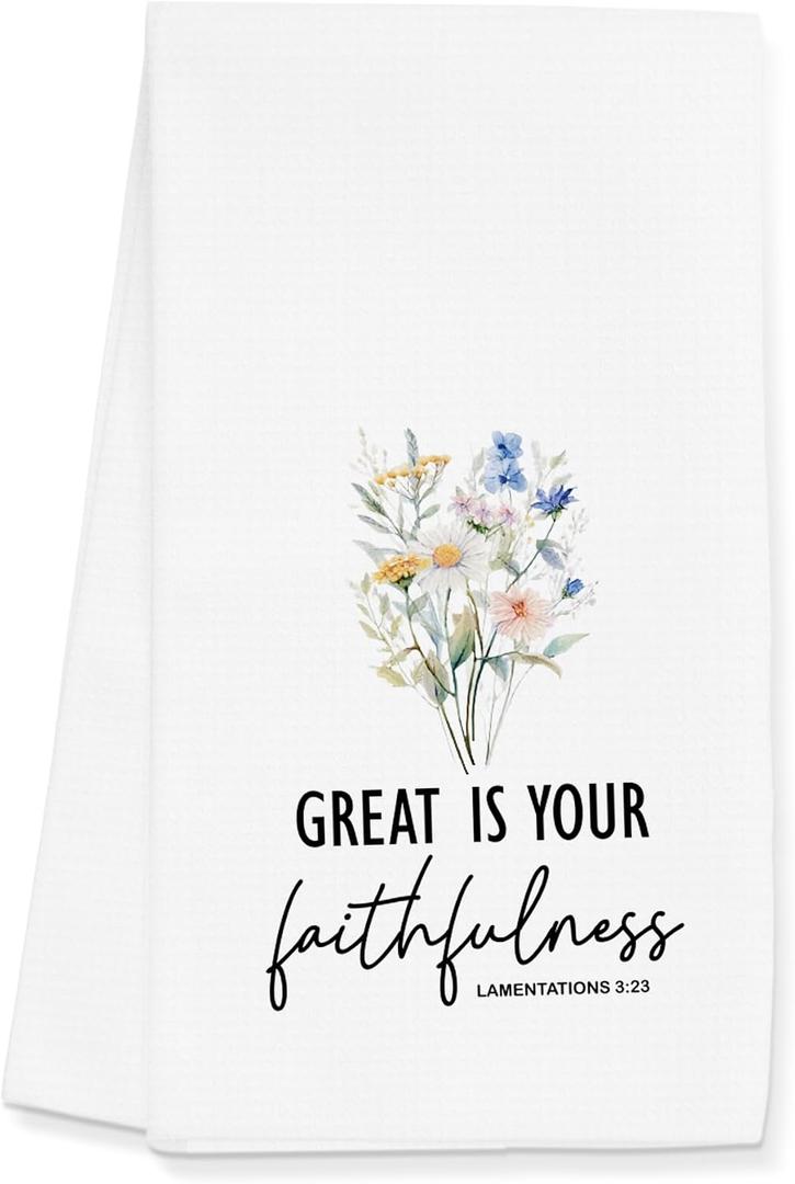 Christian Floral Towels Gifts for Women, Religious Bible Verse Towels Gifts for Kitchen Bathroom Decor (16x24 inches)