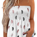 SZSMFZ Womens Smocked Strapless Bandeau Tank Tops Floral Tube Tops Backless Bandeau Tunic Tops Sleeveless Shirts, XL