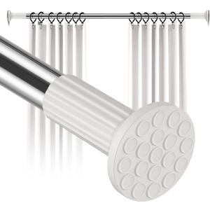Tension Curtain Rod No Drilling,Adjustable 51-148 In,Stainless Steel | 1.26" Diameter Spring Outdoor Curtain Rod, Rust-Proof, Tool-Free, Easy Install for Bathroom Window Doorway Room Divider Patio