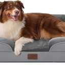 Bedsure Orthopedic Dog Beds Large Sized Dog Washable Original Design | 35" Dog Couch Sofa Waterproof, Comfy Bolster Sides, Removable Cover, Nonslip Bottom, Pet Bed for Cats, Senior Dogs, Grey, 35"l X 25"w X 6.5"th