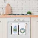 Chinoiserie Christmas Kitchen Towels, Blue Bow Coquette Christmas Tree Dish Towels for Kitchen Bathroom,Light Blue Christmas Hand Towels for Bathroom, Grandmillennial Decor,16x24 Inches Set of 2