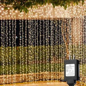 Solhice LED Curtain Lights Outdoor 40ft x10ft, 800 LED Plug in Hanging String Lights Indoor, Christmas Twinkle Lights Backdrop for Outside Backyard Patio Wedding Dcor, Warm White (Not Connectable)
