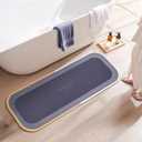 Bath Mat Rug Non Slip Quick Dry Absorbent Bathroom Rugs Thin Design Fits Under Door Ideal for Bathtub Sink Shower Room Floor Mats Comfortable Durable Rubber Backing (Blue Oval-47"17")