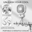 3 in 1 Desk Fan with Detachable Stand, Stroller Fan for Baby, Turbo Table Fan for Bedroom with Desk Lamp, 270 Oscillating Head, 100-Speed Digital Display, Silent, White
