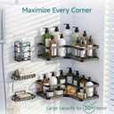 Veken Corner Shower Caddy 5-Pack, Advanced Rustproof Design, No Drilling Adhesive Shelves, Rack with Soap Holder, Bathroom Organizers and Storage, Wall-Mounted Kitchen&Home Decor,Black,Gifts for Mom