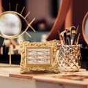 Liliaafar Vintage Ring Holder Wide Gold Ring Wedding Display Suede Jewelry Box Stand Frame Earring Tray Anniversary Engagement Baroque Organizer Photograph Prop for Women Birthday Gifts