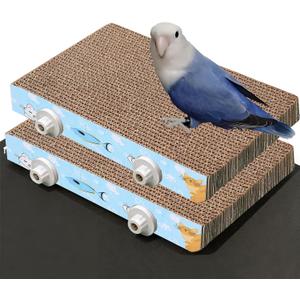 2Pcs 7.4in Paper Bird Toys, Bird Platform, Parrot Toy, Help Birds Clean Beak, Release Stress, Reduce Boredom - Suitable for Macaws, Small Parakeets, and Other Small to Medium-Sized Pet Birds Brown