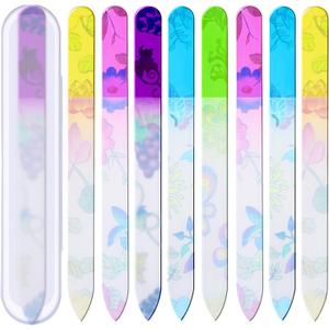 Mudder 8 Pack Glass Nail Files with Cases Double-Sided Crystal Fingernail Files for Natural Nails Colorful Floral Nail Buffers for Professional Manicure Supplies Gifts for Christmas Stocking Stuffers