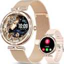 GADIXY Smart Watches for Women(Make/Answer Call) with Diamond:1.1" AMOLED Small Screen Fitness Tracker for HR/BP/SpO2/Sleep Monitor,Digital Running Smartwatch for Android/iOS Rosegold