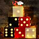 6 Pcs Large Dice Favor Boxes with Light,large Dice Box Casino Party Decorations, Balloon Boxes for Birthday Las Vegas Game Night Party Decorations(11.8 Inch,White, Black, Red)
