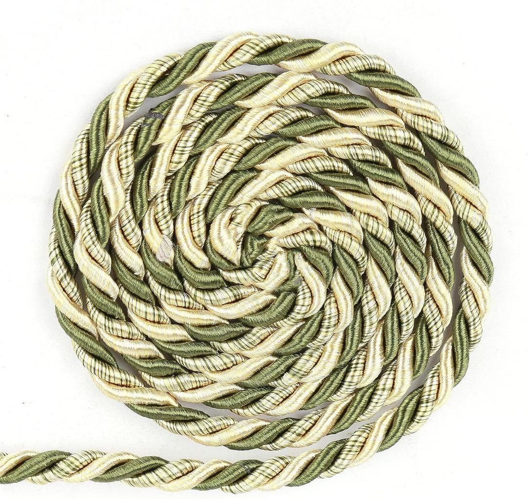 BEL AVENIR 6mm 16Yards Twisted Cord Rope Trim Craft Decorative Nylon Rope Handmade Cording for Sewing Crafts Upholstery Home Dcor (Mix Green)