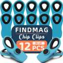 FINDMAG 12 Pack Chip Clips, Big Food Clips Blue Magnetic Clip, RV Accessories, Magnetic Bag Clip with Airtight Seal for Chips, Bread, Snacks, Fridge Organize, Kitchen Storage, Note