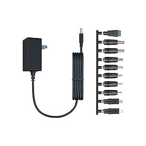 12V 2A Power Supply AC Adapter with 10 Tips, ETL Certified Regulated 12 Volt Replacement Charger Cord for LED Strip Light, CCTV Camera, BT Speaker, GPS, Webcam, Router, DC Transformer (6ft)