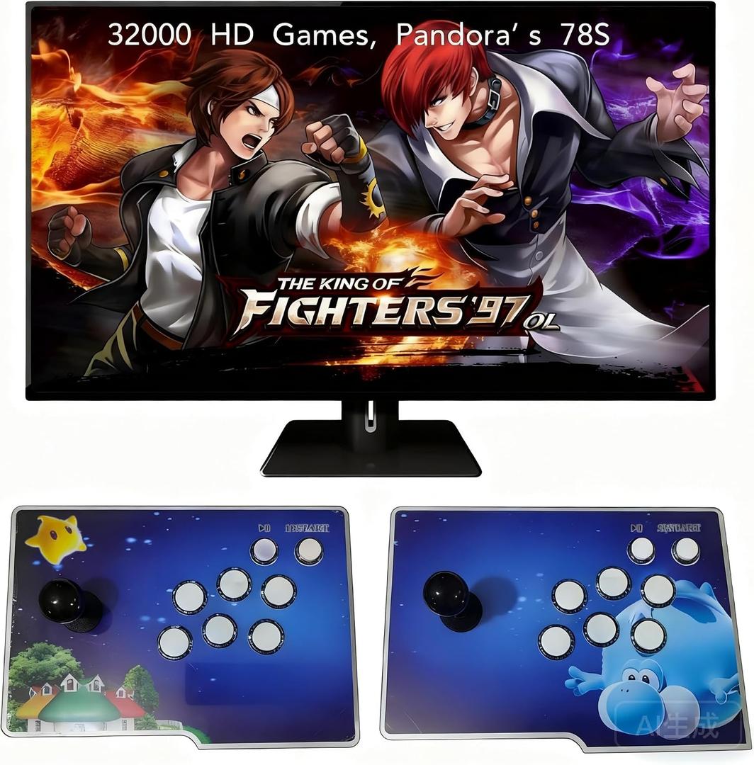 FVBADE 78S Pandora Box Arcade Game Console for PC & Projector & TV,3D Games 1-4 Players Double Joystick Favorite List Game Category Save/Search/Hide/Pause