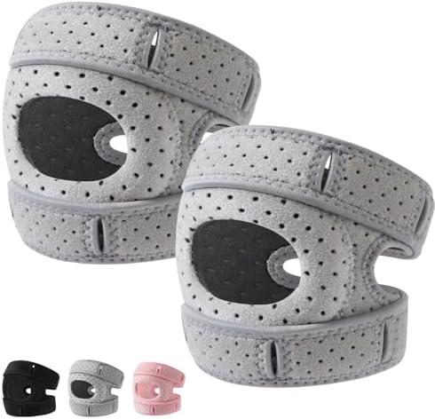 2PCS Knee Brace for Women and Men ,Knee Brace With Gel Padding，patellar stabilizing knee brace,Pain Relief Adjustable Patellar Tendon Support Sleeves Brace Knee Joint Strap for Arthritis,Running,Injury Recover(Grey,S/M)