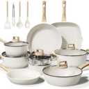 Bazova 24 Pcs Pots and Pans Set Non Stick Ceramic Cookware Set,Healthy Non Toxic Kitchen Cookware Sets with Large Capacity,Induction Compatible,PFAS/PTFE/PFOA/PFOS Free,Cream White