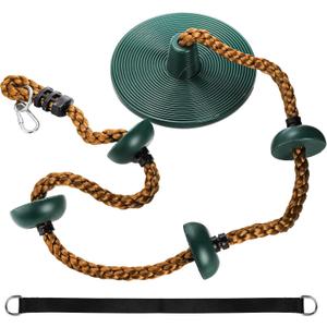 ZENFUN Climbing Rope with Platforms for Kids, Tree Swing with Climbing Rope and Platforms Disc, Secure Children Trees House Swing, with Carabiner and Strap Kit,Gym Backyard, Playground Accessories