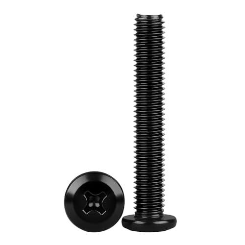 Bykonh M4-0.7 x 60mm Flat Head Machine Screws Furniture Bolts, Stainless Steel 304 Black Finish, Fully Threaded, 25 PCS