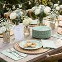 120 Pcs Sage Green Paper Plates and Napkins Party Supplies Bulk Disposable 7 Inch Scalloped Plates Cocktail Napkins for Wedding Bridal Baby Shower Birthday Decorations, Serve 60 Guests