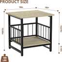 EazeHome 18" Square End Table with Storage Shelf, 2 Tier Rustic Side Table Nightstand for Living Room, Bedroom, Wooden Tabletop with Metal Frame, Gray