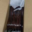 Amber Home 20 Pack Solid Wood Suit Coat Hangers, Smooth Walnut Finish Wooden Dress Hangers with Non Slip Pant Bar, Clothes Hangers with 360 Swivel Hook & Notches for Jacket, Pant, Shirt (Walnut, 20)